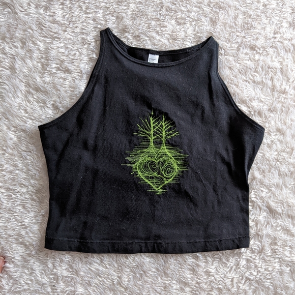American Apparel Tops - Embroidered Heart Root Crop Top sz L